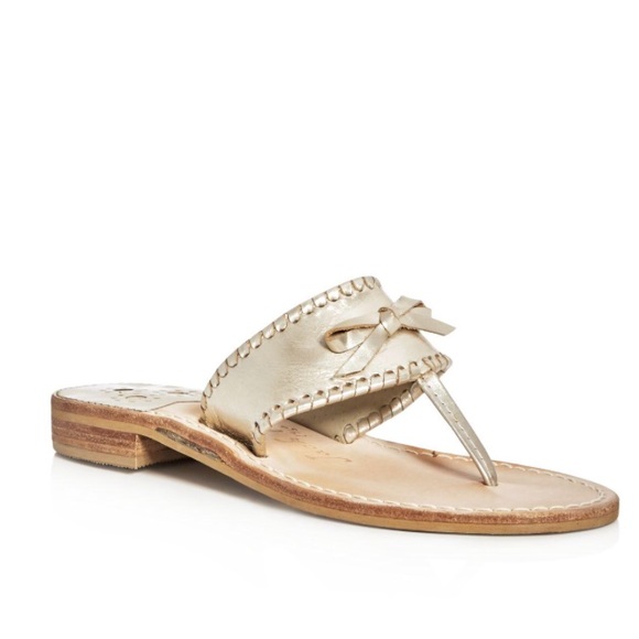 Jack Rogers Shoes - NEW Jack Rogers Adeline Metallic Bow Thong Sandals